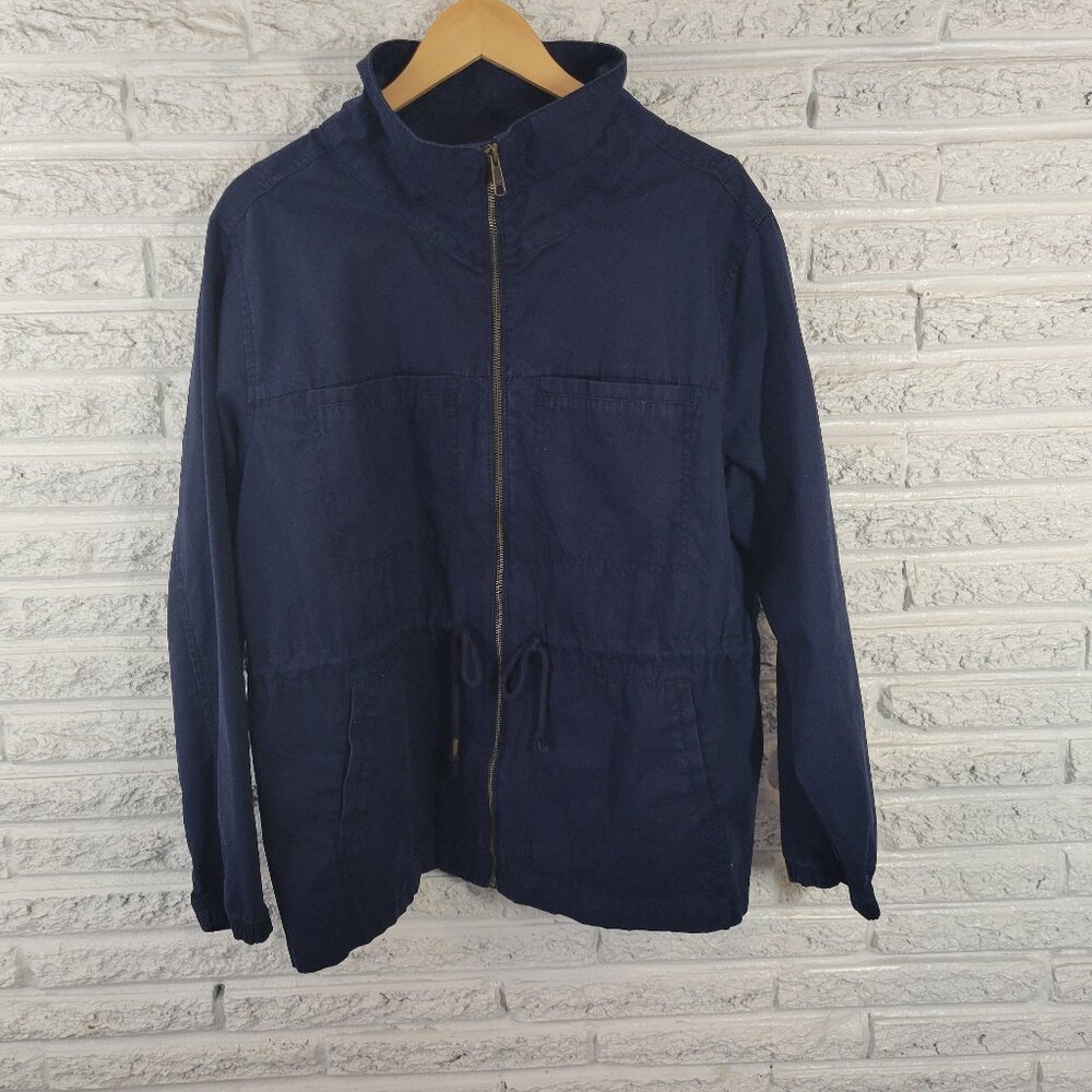 Old Navy XXL Blue Full Zip High Neck Jacket Cotton‎ Outerwear Pockets SWE51E